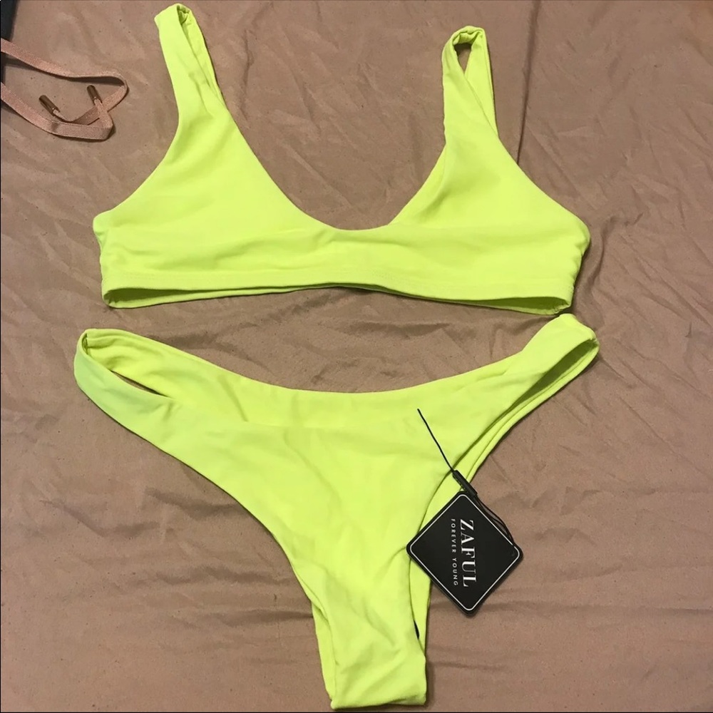 Neon green swimsuit